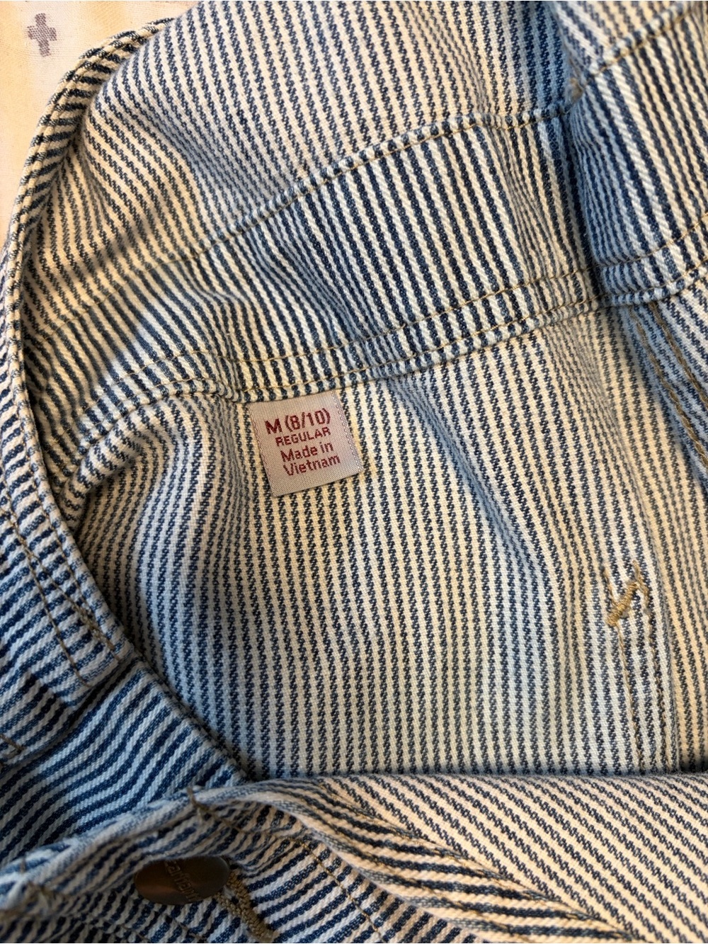Carhartt women’s striped railroad denim bib overall - Picture 4 of 7